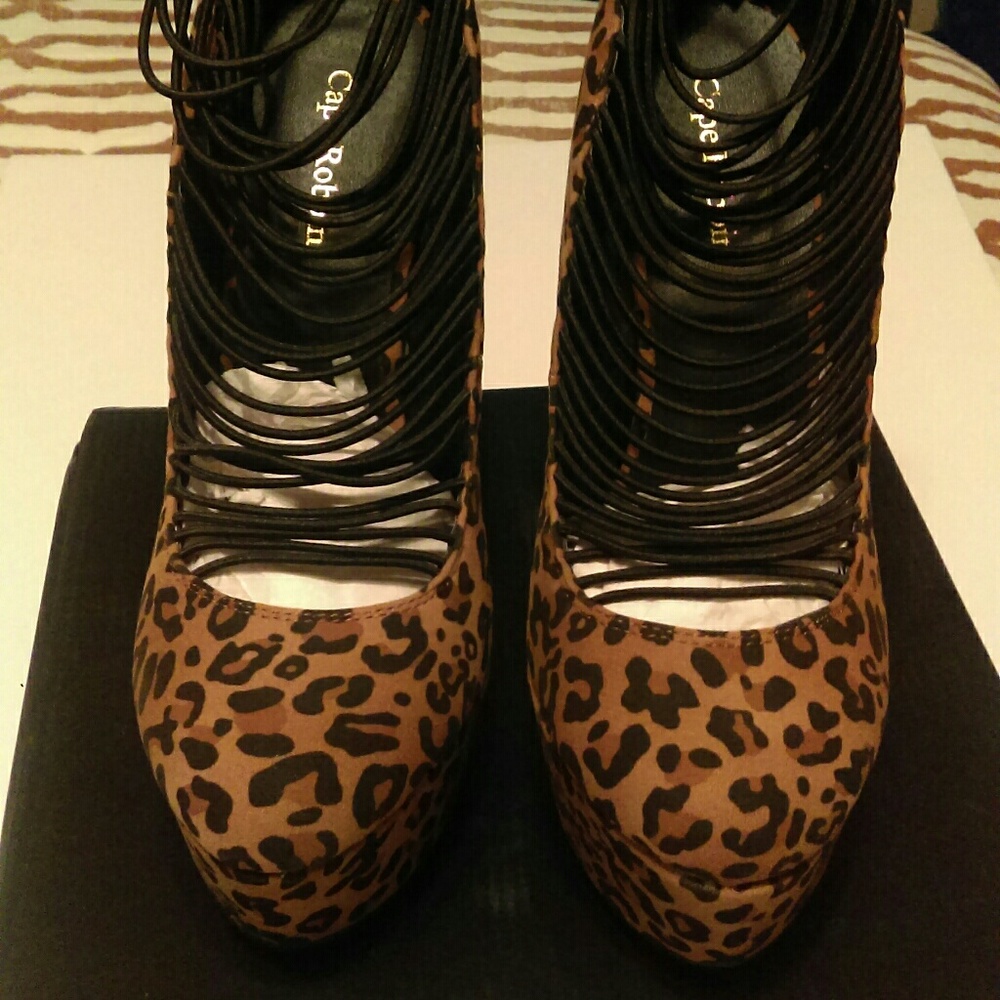 Cape Robbin leopard platform booties heels